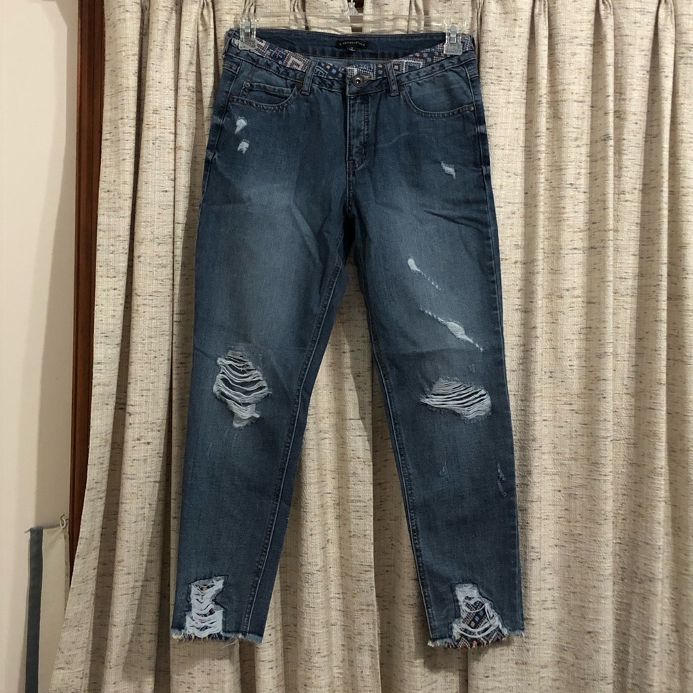 Signature Studio Boho Distressed Denim Jeans - 8